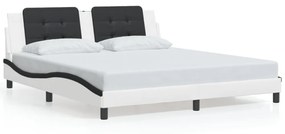 fehér és fekete ágykeret LED-ekkel matrac nélkül Zadar 180 x 200 cm