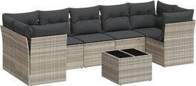 vidaXL 8 részes világosszürke polyrattan kerti ülőgarnitúra párnával