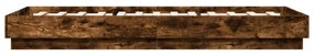füstös tölgy színű ágykeret LED-világítással 90x200 cm