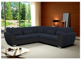 Kihúzható, L alakú, balos sarok ülőgarnitúra tárolórekesszel VISEU antracit/fekete