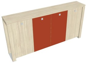 Verno+ közepes gardrób 260 x 46 x 130 cm, kombinált ajtó, akác / narancs