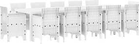 vidaXL Kert étkező szett 13 pcs Fehér Poli rattan