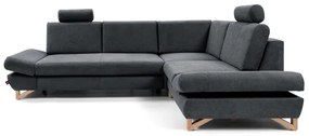 Kihúzható, jobbos L-alakú kárpitozott sarokkanapé tárolóval AVESTA, antracit