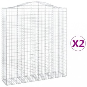2 db íves horganyzott vas gabion kosár 200x50x220/240 cm
