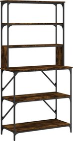 vidaXL 6 szintes füstös tölgy színű szerelt fa pékállvány 90x40x180cm