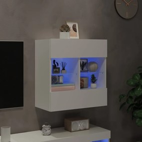 fehér falra szerelhető TV-szekrény LED-lámpákkal 58,5x30x60,5cm
