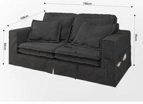 Fekete kanapé 196 cm Nora – Ropez