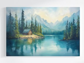 Vászonkép Canvas Tájkép Tó Erdő Fák Hegyek Tátra Csúcsok 60x40