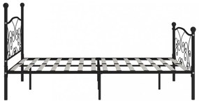 fekete fém ágykeret lécezett ágyráccsal 200 x 200 cm