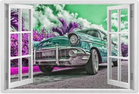Poszterek 90x60 Klasszikus autó türkizkékben
