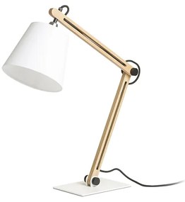 RENDL R14031 NIZZA asztali lámpa, dolgozólámpa Polycotton fehér/fa