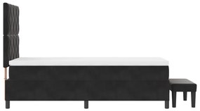 Box Spring ágy matraccal és paddal Fekete 100x200 cm Bársony
