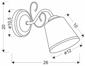 Fali lámpa LOSANNA 1xE14/40W/230V sárgaréz