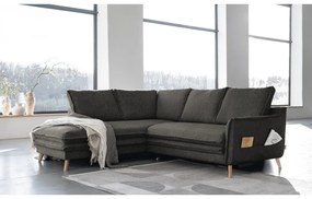 Sötétszürke kinyitható sarokkanapé (bal oldali) Charming Charlie – Miuform