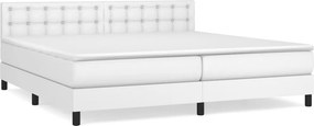 vidaXL fehér műbőr rugós ágy matraccal 200 x 200 cm
