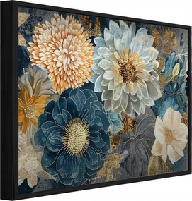 Fém Kép Fekete Keretben Virágok Retro Loft Fürdőszoba Konyha 150x100