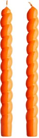 TWISTED gyertya szett 2db, fényes narancssárga 25 cm