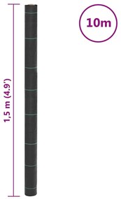 fekete PP talajtakaró membrán 1,5x10 m
