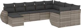 vidaXL 10 részes világosszürke polyrattan kerti ülőgarnitúra párnákkal