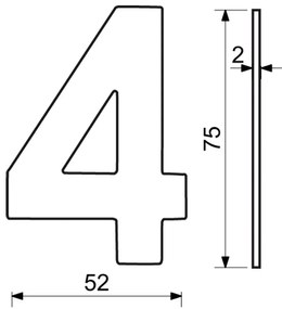 Házszám "4", RN.75L, rozsdamentes acél