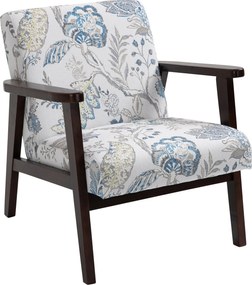 HOMCOM Kárpitozott Fotel Fa Karfákkal és Legnagyobb Légáteresztő Szövetből Otthonra és Irodába, Virágmintás, 68.5x78.5x75cm | Aosom