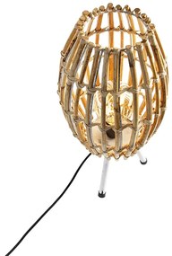 Rusztikus asztali lámpa állványon bambuszból fehérrel - Canna Capsule