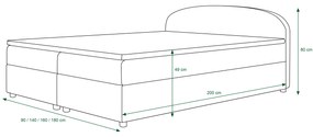 Franciaágy  Boxspring 180 cm Brick (fekete + hullám minta) (matraccal és tárolóhellyel). 1046409
