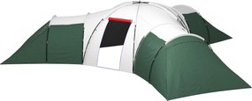 Outsunny Alagúttáborozó Sátor, 6-9 Fős Családi Sátor 3 Hálószobával, Nappalival, Terasszal, Hordozótáskával, 2000mm Vízálló Oxford, Kerthez, Zöld | Ao