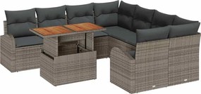 vidaXL Kerti Kanapé Szett párnával 9 pcs Szürke