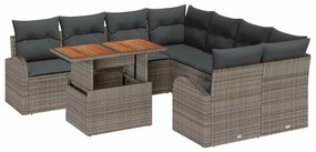 vidaXL Kerti Kanapé Szett párnával 9 pcs Szürke
