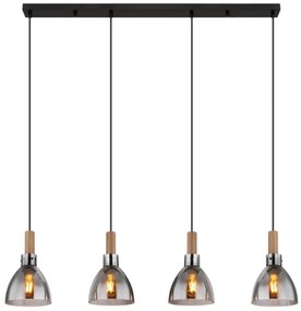 Globo 15550-4H - Kábeles csillár MATTEA 4xE27/6W/230V fekete/füstszínű