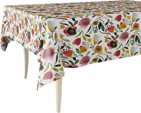 Cerata Vastag Abrosz Fehér Színes Tulipán Virágokkal 140x270