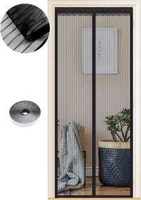 Mágneses szúnyogháló ajtóra, fekete 90x200 cm