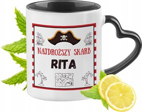 Fekete Bögre Szív Alakú Füllel Ritának Ideális Ajándék