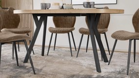Mazzoni Ovális bővíthető étkezőasztal EXPANSO Craft Arany Tölgy / fekete lábak