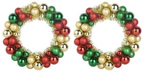 Karácsonyi labda koszorúk 2 pcs Sokszínű 33 x 33 x 7 cm