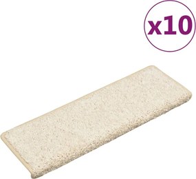 vidaXL 10 db fehér lépcsőszőnyeg, téglalap alakú széllel, 65 x 21 x 4 cm