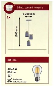 Paulmann 79627 - Csillár zsinóron NORELL 3xE27/20W/230V