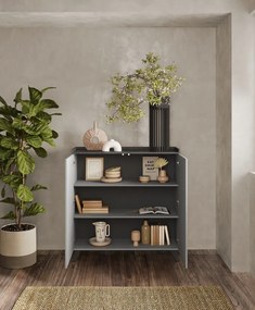 TRAY Szürke - Ólom magas Komód 2 ajtós 121 cm