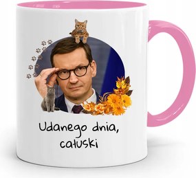 Rózsaszín Politikai Bögre Mateusz Morawiecki Miniszterelnök fényképes nyomtatással