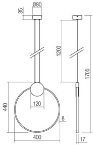 Redo 01-3106 - LED Csillár zsinóron ATOM LED/11W/230V átm. 40 cm