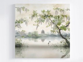 Vászonkép Canvas Kert Park Ázsia Japán Pagoda Tó Madarak 80x80