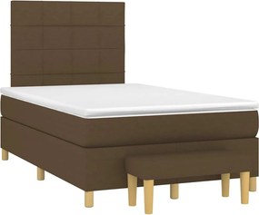 vidaXL sötétbarna szövet rugós ágy matraccal 120 x 190 cm