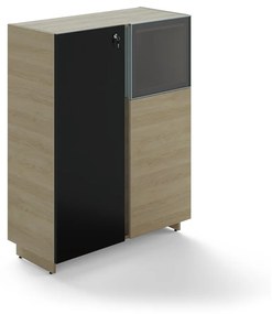Trevix közepes szekrény 105 x 46 x 134,2 cm, homokos tölgy / fekete