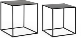 Fekete fém dohányzóasztal szett 2 db-os 38x38 cm Alrik – Yes Everyday