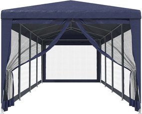 Kék HDPE rendezvénysátor 10 hálós oldalfallal 3 x 12 m