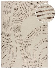 Barna-krémszínű gyapjú szőnyeg 160x230 cm Abstract Swirl – Flair Rugs