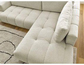 Bézs kinyitható-tárolóhelyes sarokkanapé (jobb oldali-L alakú) Fuji – Bobochic Paris