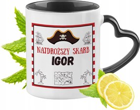 Fekete bögre szív alakú füllel Igornak Ideális Ajándék