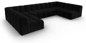 Fekete bársony sarokkanapé ("U" alakú) Kendal – Micadoni Home